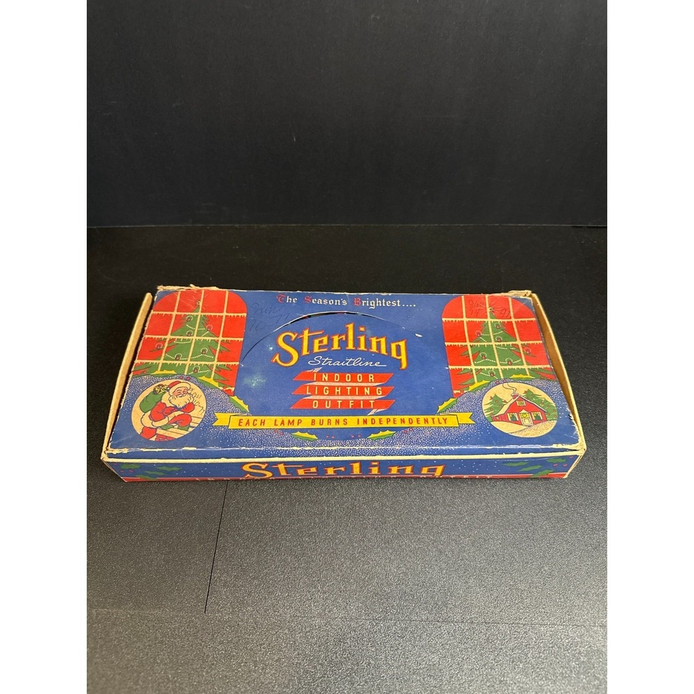 Vintage Sterling Straitline Christmas Lights GE‎ Mazda Bulbs w/ Box Works